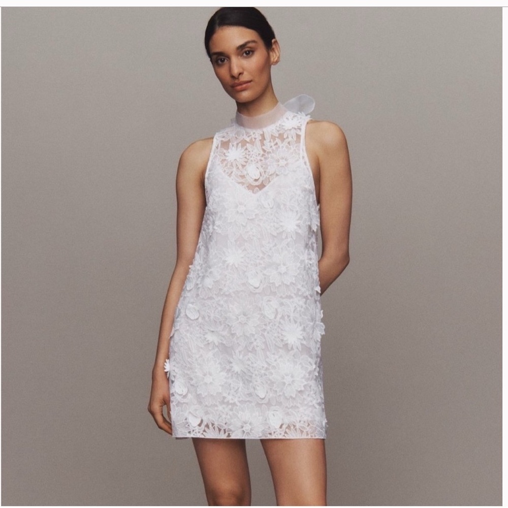 NWT BHLDN White Floral Appliqué Mini Dress